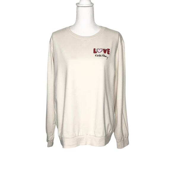 Keith Haring Tops - Keith Haring Cream Love Animated Pop Art Sweatshirt XL